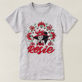Hazbin Hotel Rosie med röda blommor ram T Shirt