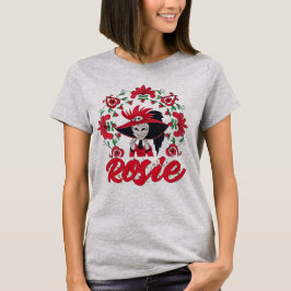 Hazbin Hotel Rosie med röda blommor ram T Shirt