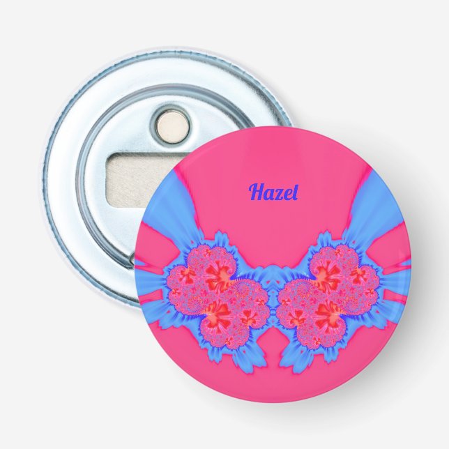 HAZEL ~ Blå Rosa 3D Fraktal ~  Flasköppnare (Framsidan)