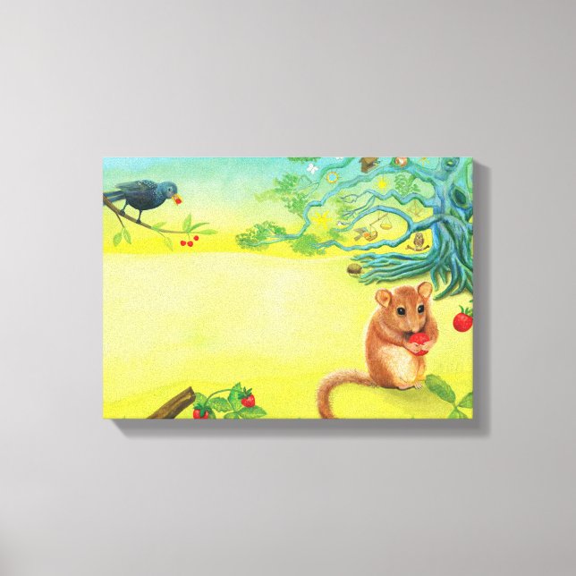 Hazel Dormus Eating Vild Strawberry Canvastryck (Framsida)