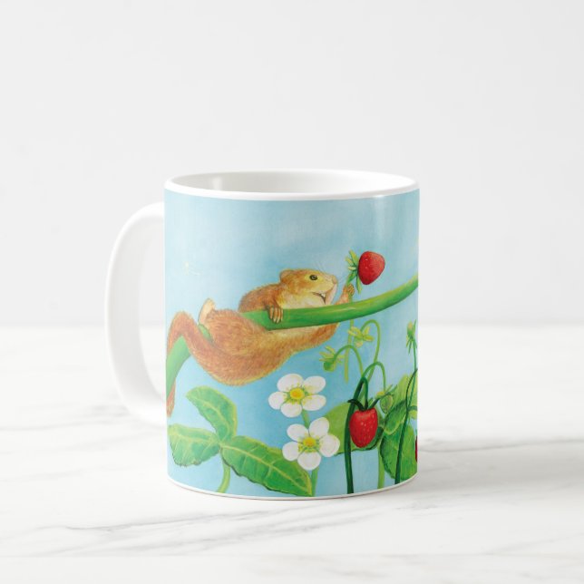 Hazel Dormus, jordgubbar och vild puff Kaffemugg (Framsida vänster)