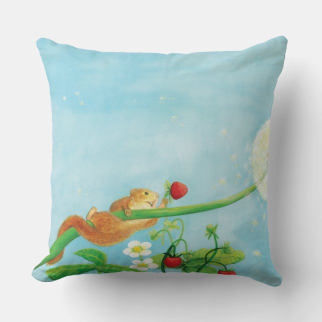 Hazel Dormus, jordgubbar och vild puff Kudde (Framsida)