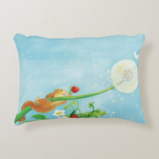 Hazel Dormus, jordgubbar och vild puff Prydnadskudde (Framsidan)