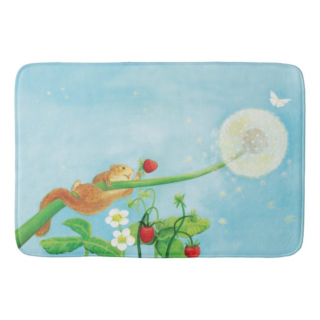 Hazel Dormus, vild jordgubbar och dandelion Badrumsmatta (Framsidan)