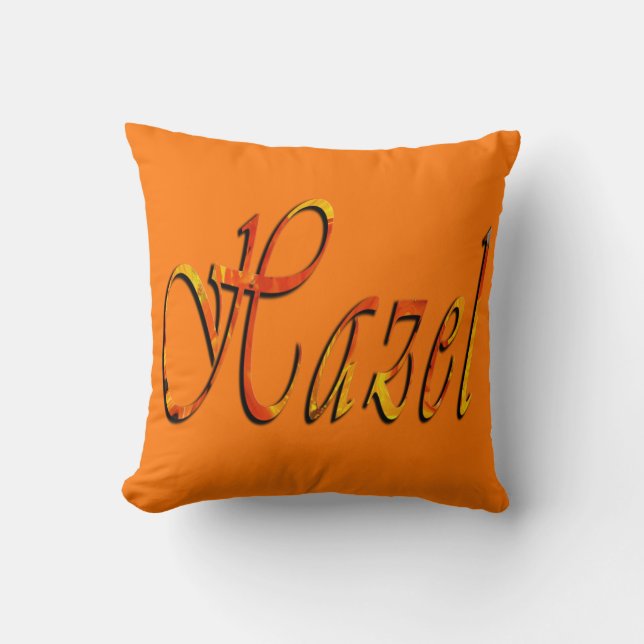 Hazel, Namn, Logotyp, Orange Throw Cushion Kudde (Framsida)