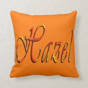 Hazel, Namn, Logotyp, Orange Throw Cushion Kudde