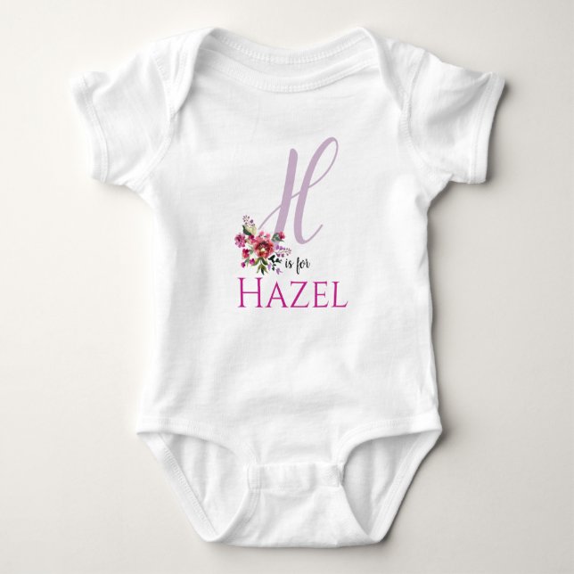 Hazel Namn Reveal Blommigt Brev H Girl Whimsical T Shirt (Framsida)