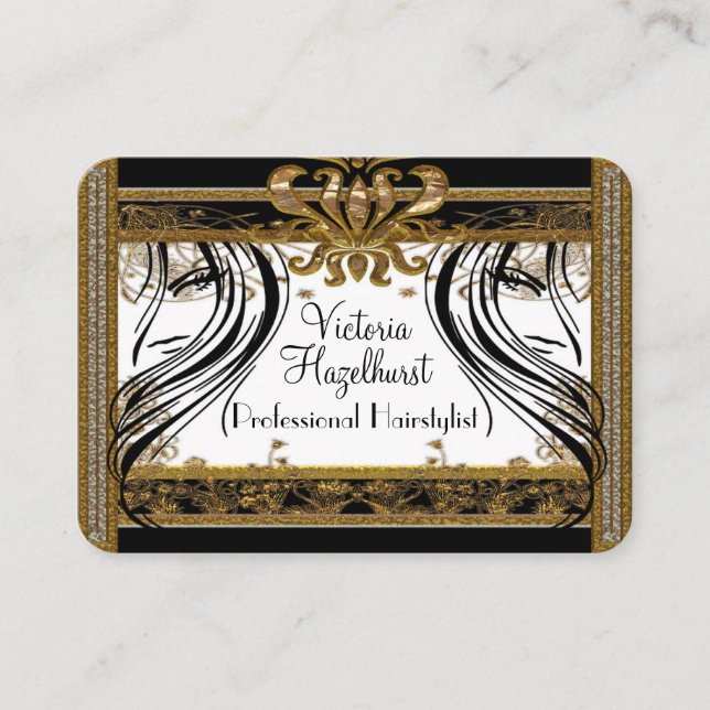 Hazelhurst Hairstylist Elegant Salon Professionell Visitkort (Framsida)