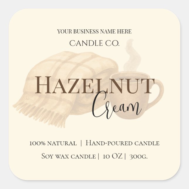 Hazelnöt Cream | Mysig Neutral Sojljus Etikett (Framsida)