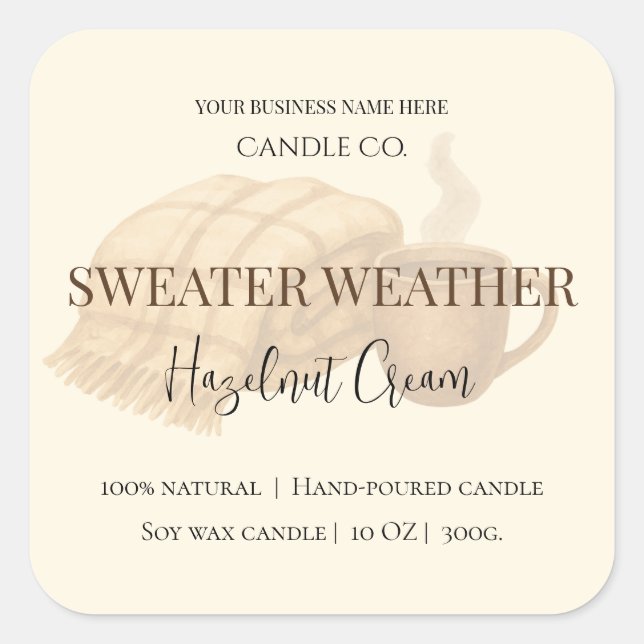 Hazelnöt Cream | Mysig Neutral Sojljus Etikett (Framsida)