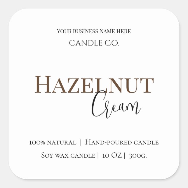 Hazelnöt Cream | Mysig Neutral Sojljus Etikett (Framsida)
