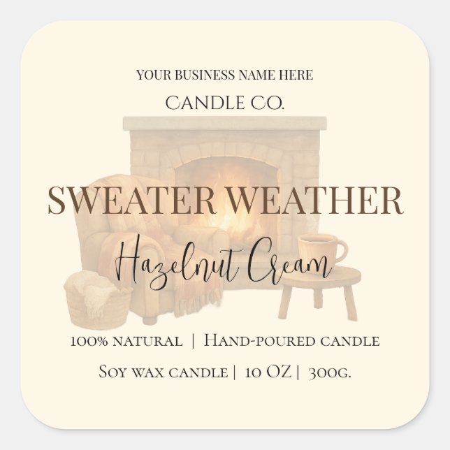 Hazelnöt Cream | Mysig Neutral Sojljus Etikett (Framsida)