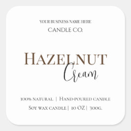 Hazelnut Cream | Cozy Neutral Soy Candle Label Fyrkantigt Klistermärke