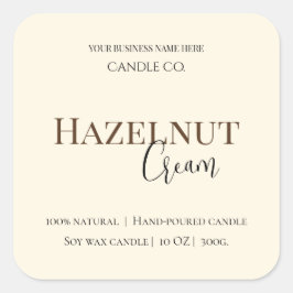 Hazelnut Cream | Cozy Neutral Soy Candle Label Fyrkantigt Klistermärke