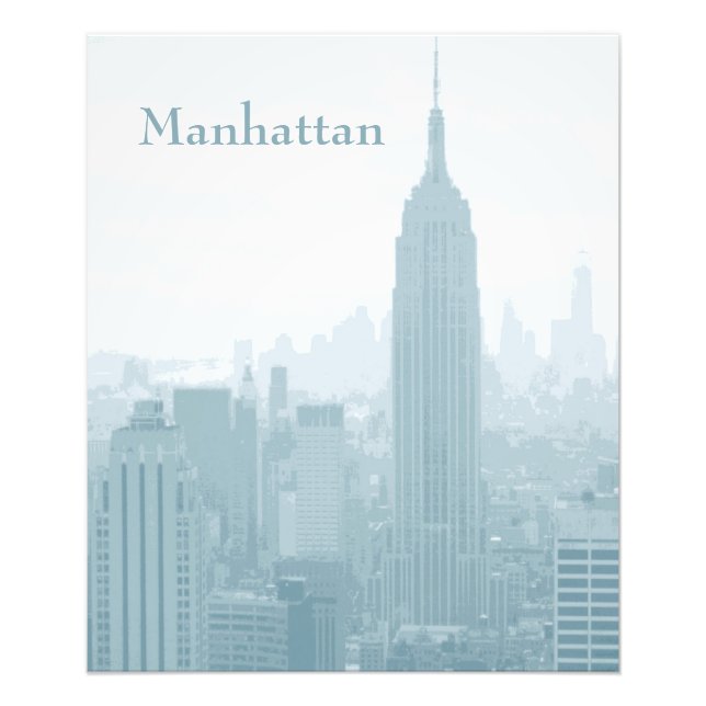 Hazy Blue New York City Skyline Manhattan Fototryck (Framsidan)
