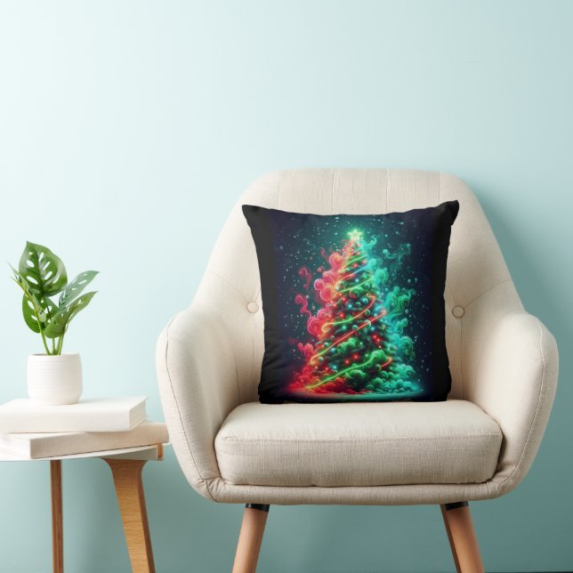 Hazy Christmas Tree on Soft, Cushy Sofa, Bed Chair Kudde (Stol)