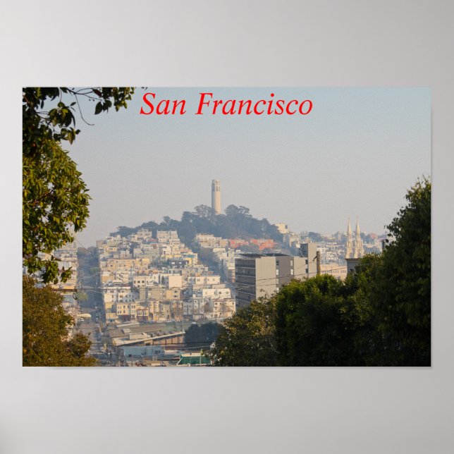 Hazy Coit Torn, San Fancisco, Kalifornien Poster (Framsidan)