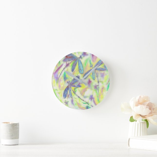 Hazy Dragonfly Rainbow Rund Klocka (Hem)