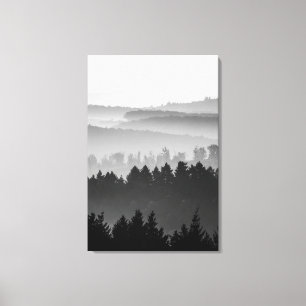Hazy Forest Backe Black and White Ligcape Photo Canvastryck