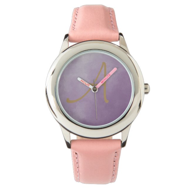Hazy Lavender och Anpassade Initial Watch Armbandsur (Framsida)