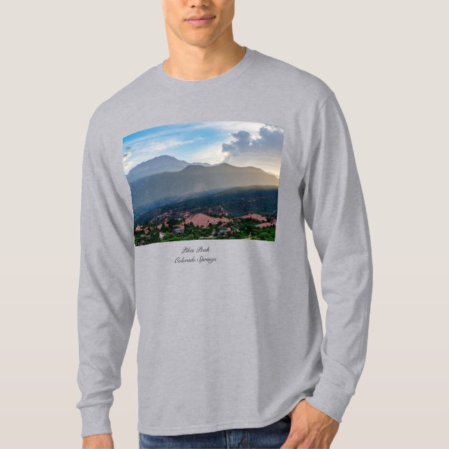 Hazy Pikes Peak Sunset Manar Långärmad Shirt T (Framsida)