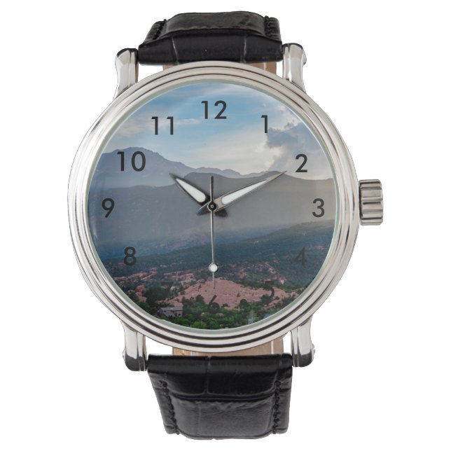 Hazy Pikes Peak Sunset Wrist Watch Armbandsur (Framsida)