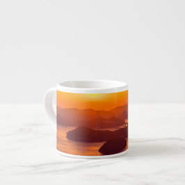 Hazy sunset on Kurushima Kaikyo Bridge and Kurushi Espressomugg