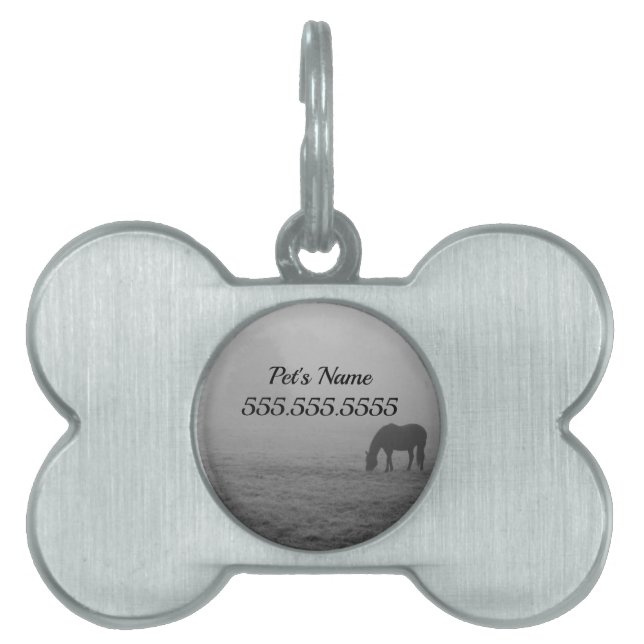 Hazzy Grazing Grayscale Pet ID Tag ID-bricka Husdjur (Framsidan)