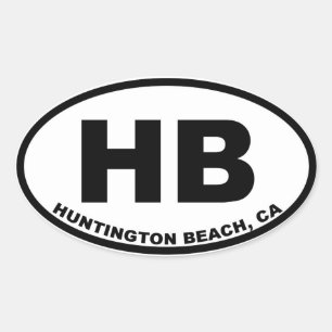HB Huntington Beach Ovalt Klistermärke