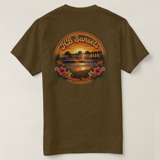 HB Solnedgångar 70-tals Retro  T Shirt (Design baksida)