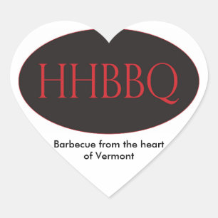 HBBQ Barbecue från hjärtat på Vermont Stickers Hjärtformat Klistermärke