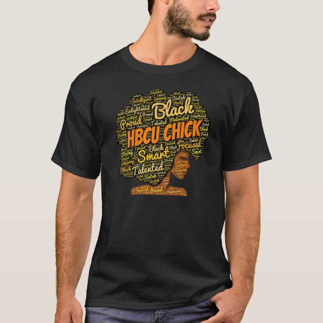 HBCU-Chick Ord i Afro Premium T Shirt (Framsida)