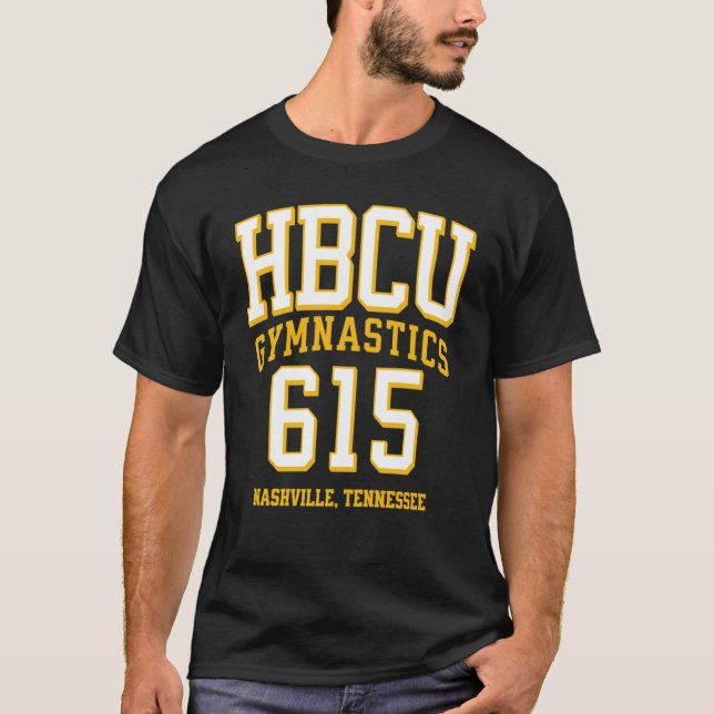 HBCU Gymnastics 615 Area Code Nashville TN T Shirt (Framsida)