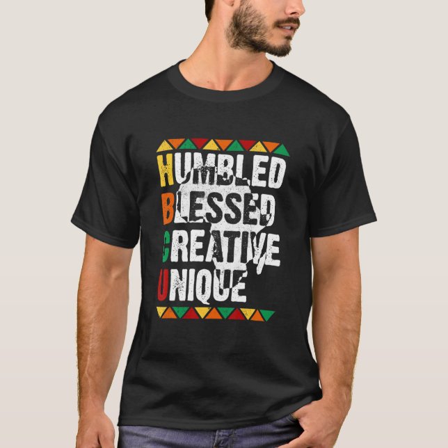 HBCU Humbled Blessed Creative Unique Afro College  T Shirt (Framsida)