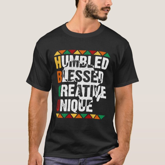 HBCU Humbled Blessed Creative Unique Afro College  T Shirt (Framsida)
