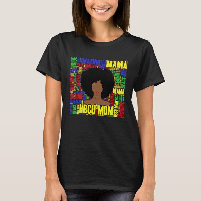 HBCU Mom Mama Afro T Shirt (Framsida)