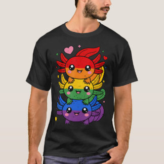 Hbt Axolotl hög regnbågsflagga Hbtq Gay Pride T Shirt