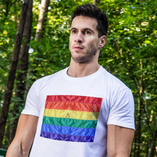 HBT Classic Faux Silke Rainbow Flagga Flagga T Shirt