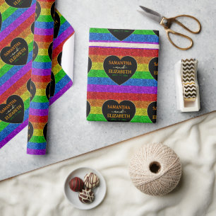HBT-flagga-armbågsparkler av regnbåge gay bröllop Presentpapper