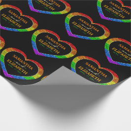 HBT-flagga-armbågsparkler av regnbåge gay bröllop Presentpapper