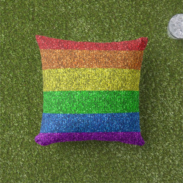 HBT-flagga vibrerande regnbåge glitter faux-gnistr Kudde (Gräs)