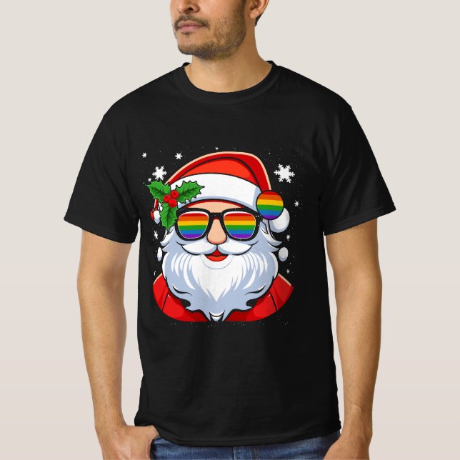 HBT Gay pride Coola Trendig Jultomten Gay Merry C T Shirt (Framsida)