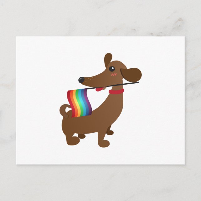 HBT Gay pride Flagga Dachshund - LGBT Funny Vykort (Framsida)