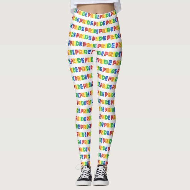 HBT Gay pride månad Firande Rainbow Brev Leggings (Framsida)
