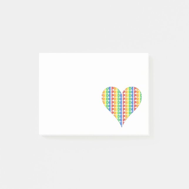 HBT Gay pride månad Firande Rainbow Heart Post-it Block (Framsida)