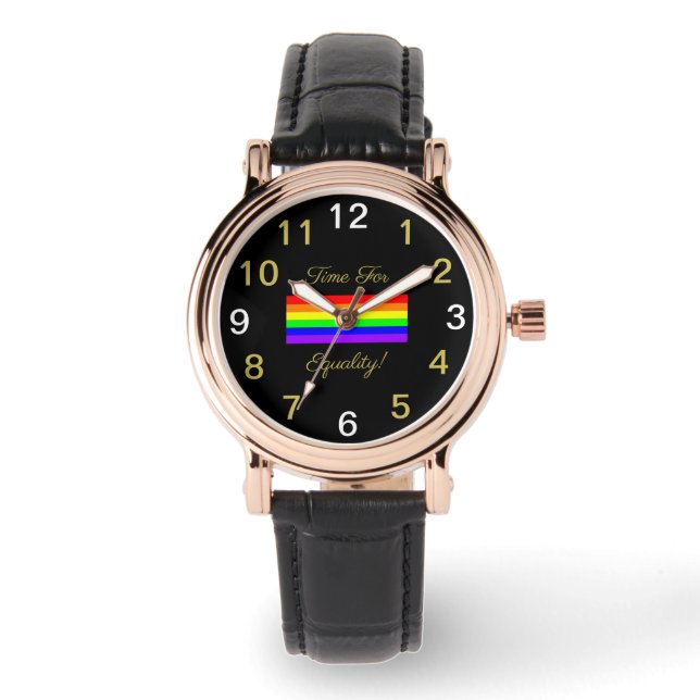HBT Gay pride Rainbow Flagga! Dags för jämlikhet! Armbandsur (Framsida)