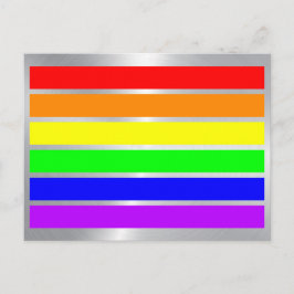 HBT Gay pride Rainbow Flagga Färg Gleaming Silver Vykort