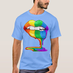 HBT Gay pride Rainbow Flagga Lesbisk Cute Sey Läpp T Shirt