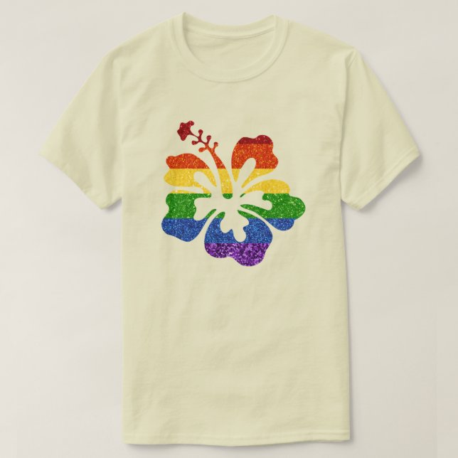 HBT Glitter Rainbow Hibiscus T Shirt (Design framsida)