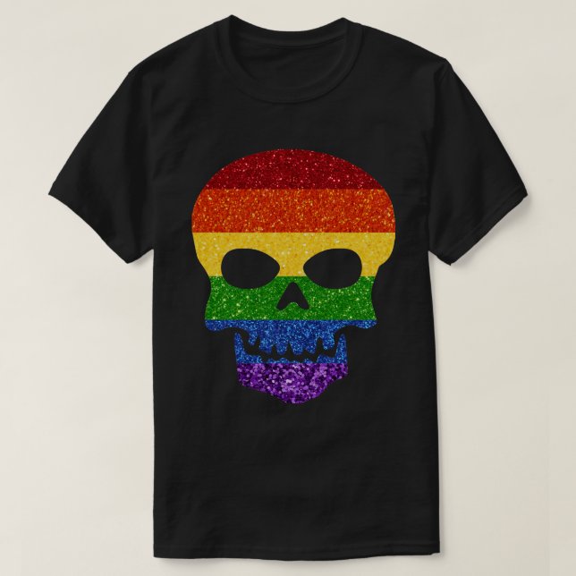 HBT Glitter Rainbow Skull T Shirt (Design framsida)